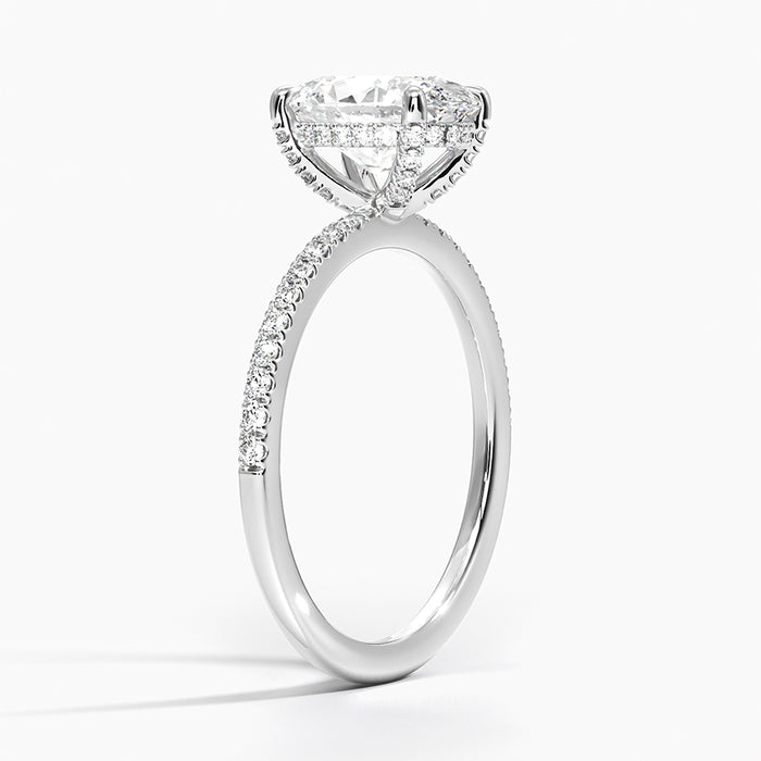 Side view showing the hidden halo gallery and where the micropave stops