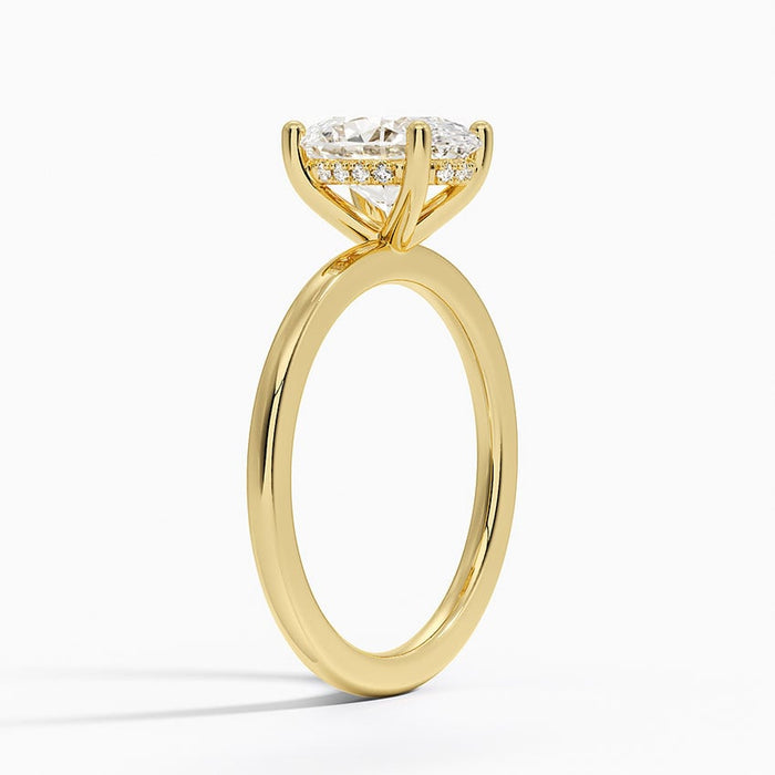 Side profile showing the full hidden halo tracing the oval outline