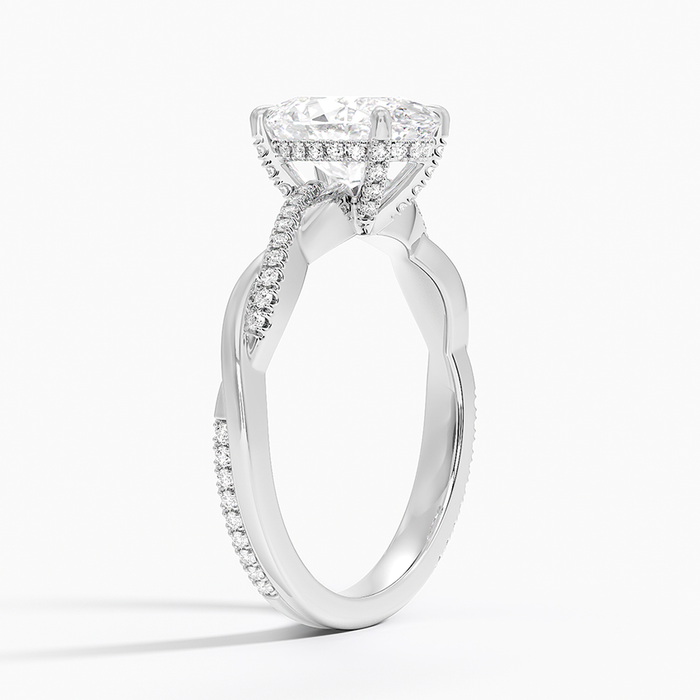 Side view showing the hidden halo under the oval and the twisted strands