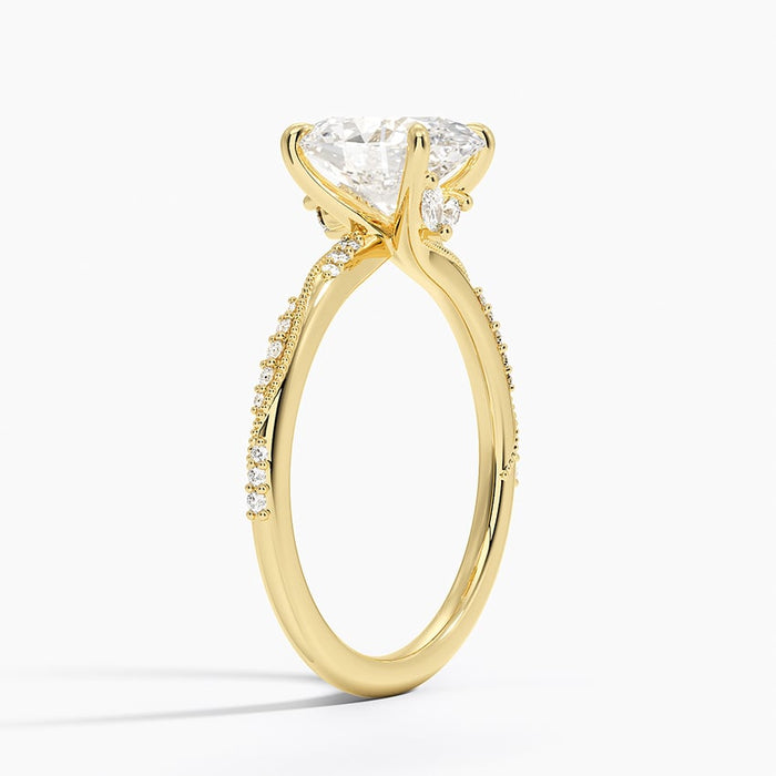 Side view of the two strand twist with milgrain edged pave