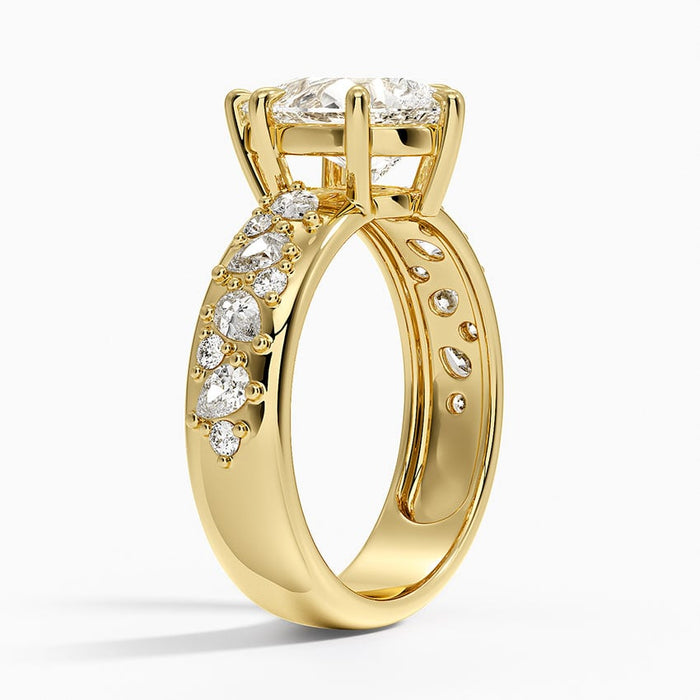 Side view showing the 4 mm domed band and the pierced gallery beneath
