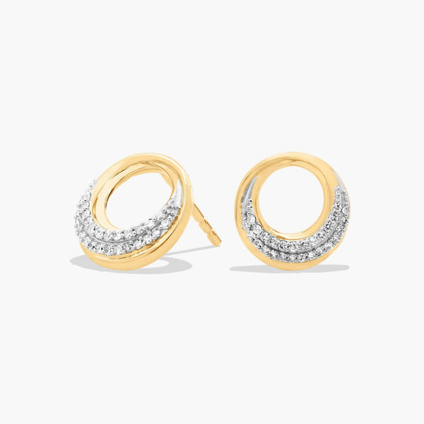Open Circle Moissanite Stud Earrings for Women | Round Halo Diamond Alternative Earrings | Minimalist Gold Circle Earrings | Gift for Her