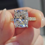 Load and play video in Gallery viewer, Elongated Cushion Moissanite Ring – Pave Set Engagement Ring in Solid Gold
