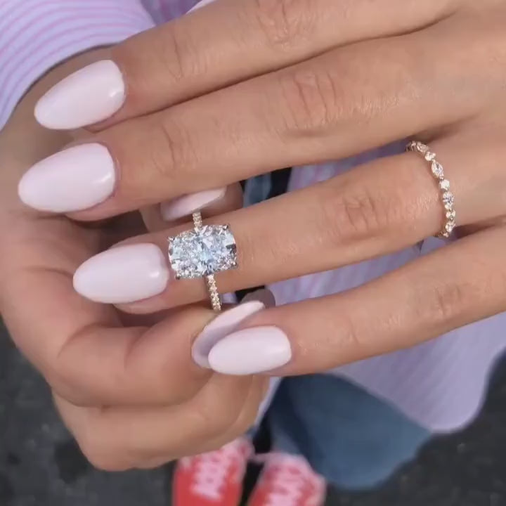 Luxury Radiant Cut Moissanite Bridal Set – 4 Carat Halo Engagement Ring with Marquise Wedding Band