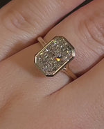 Load and play video in Gallery viewer, Radiant Cut Moissanite Bezel Set Ring – 14K Yellow Gold Solitaire Engagement Ring