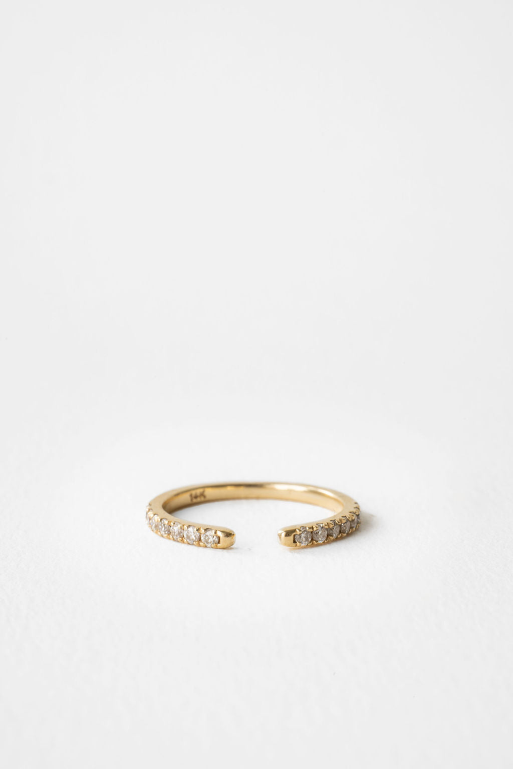 Round lab grown diamond open shank wedding band 0.25 CT TW in yellow gold, front view