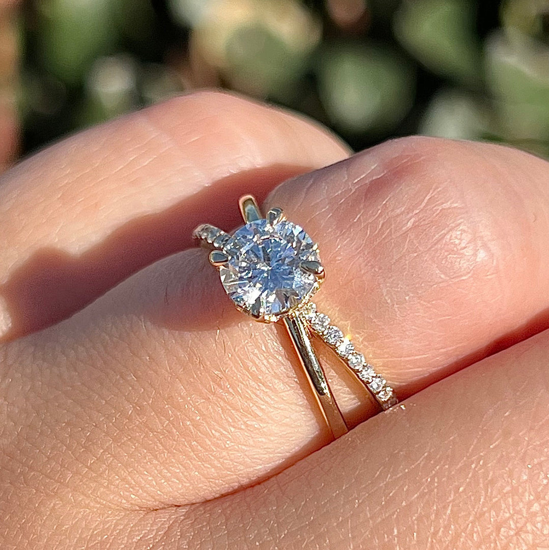 1.5 Carat Round Cut Moissanite Engagement Ring, Bridal popular Set Ring, Twisted Ring, Split-Shank Ring, Wedding Anniversary Ring, 14K Gold Ring