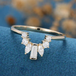 Load image into Gallery viewer, Round, Marquise &amp; Baguette Shaped Moissanite Curved Wedding Band Mapple Gems
