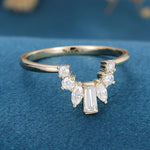 Load image into Gallery viewer, Round, Marquise &amp; Baguette Shaped Moissanite Curved Wedding Band Mapple Gems
